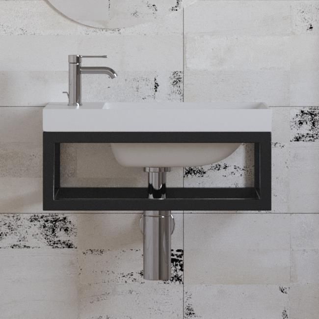 Boss & Wessing Paris Fonteinset 40x22 cm - Glans Wit / Mat Zwart