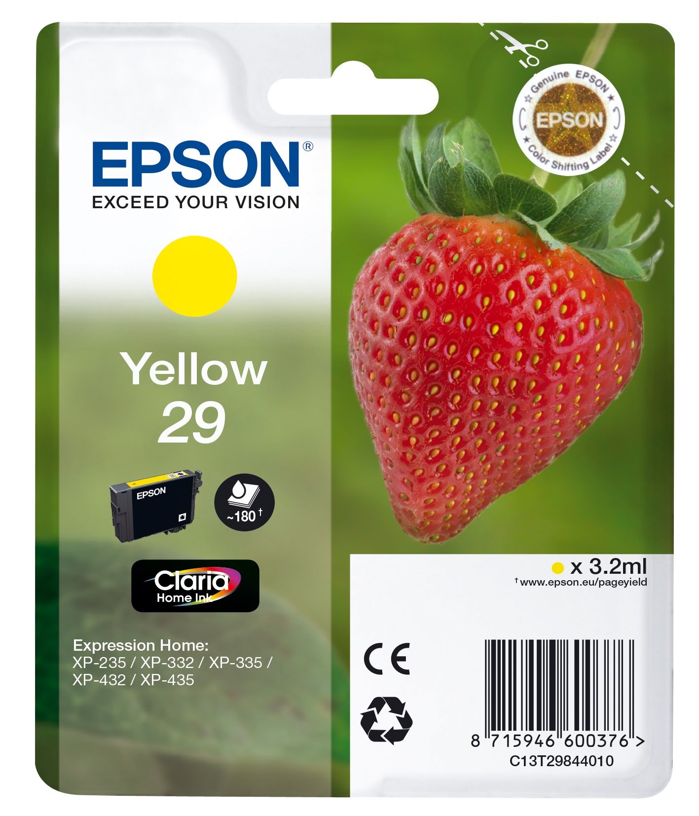 Epson Strawberry 29 Y - Gele inktcartridge - C13T29844020