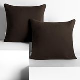 DecoKing 2 kussenslopen 80x80 cm jersey katoen ritssluiting bruin amber