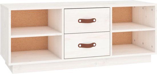 vidaXL Tv-meubel 100x34x40 cm massief grenenhout wit