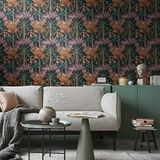 A.S. Création Architects Paper Behang Bloemen Kleurrijk Zwart Oranje Rood Groen - Architects Paper Arcade 391721 - Vliesbehang Planten - 10,05 m x 0,53 m Made in Germany