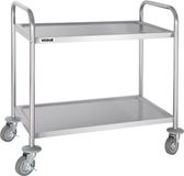 Vogue Serveerwagen met 2 Bladen - Keukentrolley op Wieltjes - RVS - Medium - 81x45,5x(H)85,5cm
