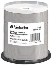 Verbatim CD-R Thermal Printable No ID Brand