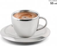 Weis espressokopje met onderzetter, roestvrij staal, zilver, 5 x 5 x 5 cm