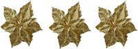 Merkloos Kerstster Kerstboomversiering - 3 stuks - 23 cm - Goud Glitter - Op Clip