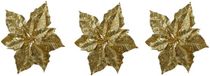 Merkloos Kerstster Kerstboomversiering - 3 stuks - 23 cm - Goud Glitter - Op Clip