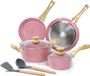 Marque générique Rose Set de 8 pièces de casseroles avec couvercle