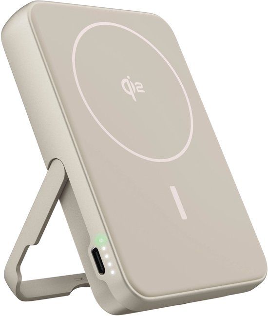Fresh 'n Rebel Magnetische Powerbank 10000 mAh - MagSafe & Qi2 geschikt - Draadloze Powerbank iPhone & Android - USB-C - Silky Sand