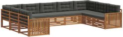 vidaXL - Salon d'extérieur - 9 pièces - Naturel et Anthracite