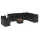 VidaXL 11-delige Loungeset met kussens, poly rattan, zwart