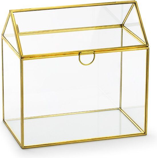 Party-Decoration Enveloppen Box - Glazen Doos met Gouden Randjes