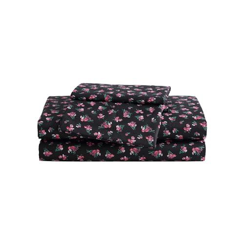 Betsey Johnson Twin Lakenset, zacht en lichtgewicht beddengoed, vervagings- en kreukbestendig (Bouquet Ditsy Zwart, Twin)