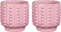 Mica Decorations Pot - 2x - boaz - gebobbeld - roze - 13 x 14 cm