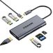 USB QGeeM USB C Hub, 7-in-1 USB C naar HDMI Adapter 4K met 100W Power Delivery, 3 USB 3.0-poorten, SD/TF-kaartlezer, compatibel voor iPhone 15 Promax MacBook en meer Type C Device-Classic