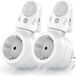 BEARWARE Tussenaansluiting bewegingsmelder met timer, stopcontact, lichtsensor, infraroodsensor, bewegingssensor, set van 2, sensorunit 180° draaibaar, 1, 5, 10 minuten, 10A, 2300W