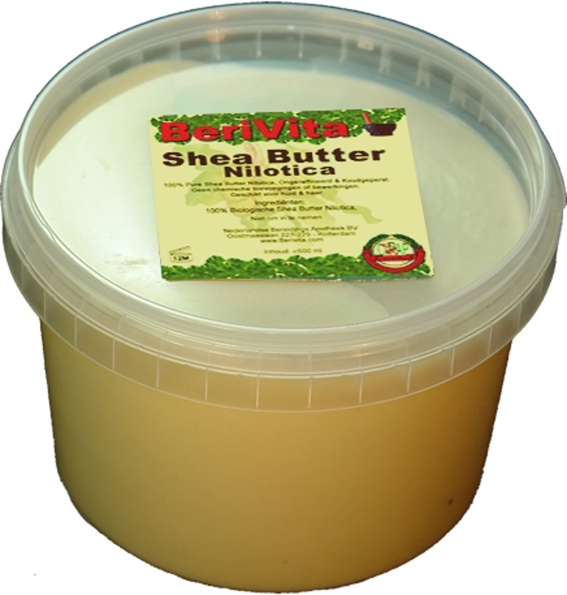 Berivita Shea Butter Nilotica Puur 500ml Pot 100% natuurlijk zacht & puur. Makkelijk smeerbaar en frisse vanille geur