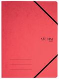 VON Leitz Set van 5 documentenmappen A4, met elastische bandsluiting, karton, voor 150 vel, lichte project- en papieropslag, voor school, studie en thuis, rood, 30110025