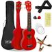 3rd Avenue Sopraan Ukulele Pack 53 cm voor beginners – hoes, standaard, riem, touwen, plectrums en markeringen, rood