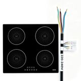 VEVOR 4-zone inductiekookplaat (rond) Inbouw inductiekookplaat 7200 W, inductiekookplaat met 9 vermogensniveaus, LED-touchscreen, glaskeramisch oppervlak en kinderbeveiliging, voor keuken en camper