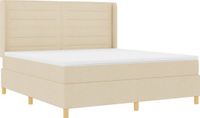 vidaXL Lit boxspring avec bande lumineuse LED Crème 180 x 200 cm Tissu