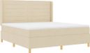 vidaXL Lit boxspring avec bande lumineuse LED Crème 180 x 200 cm Tissu