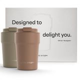 LARS NYSØM Thermo Koffie Mok to go Geschenkset - 2 x 380ml Thermo Mokken voor Koffie to go & Thee - De lekvrije Koffie to go Mok Geschenkset is in een aantrekkelijke Geschenkverpakking (Taupe Brown/Mocha Brown)