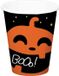 Folat Halloween thema feest beker - 6x - pompoen print - papier - 250 ml