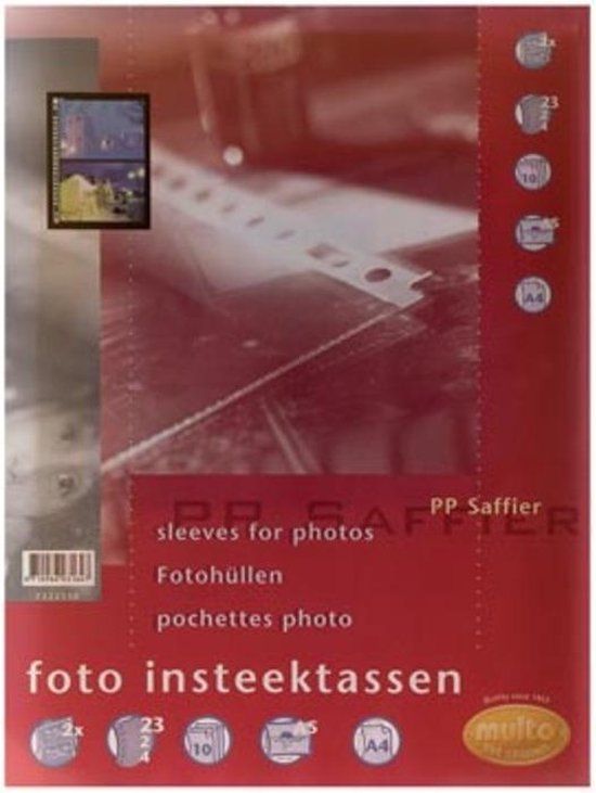 Multo - foto insteektassen A4 voor 2 foto's (A5) - 23 gaatsperforatie - PP saffier