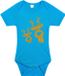 Bellatio Decorations Baby Romper Blauw Glitter Goud Rendier Kerstcadeau 68