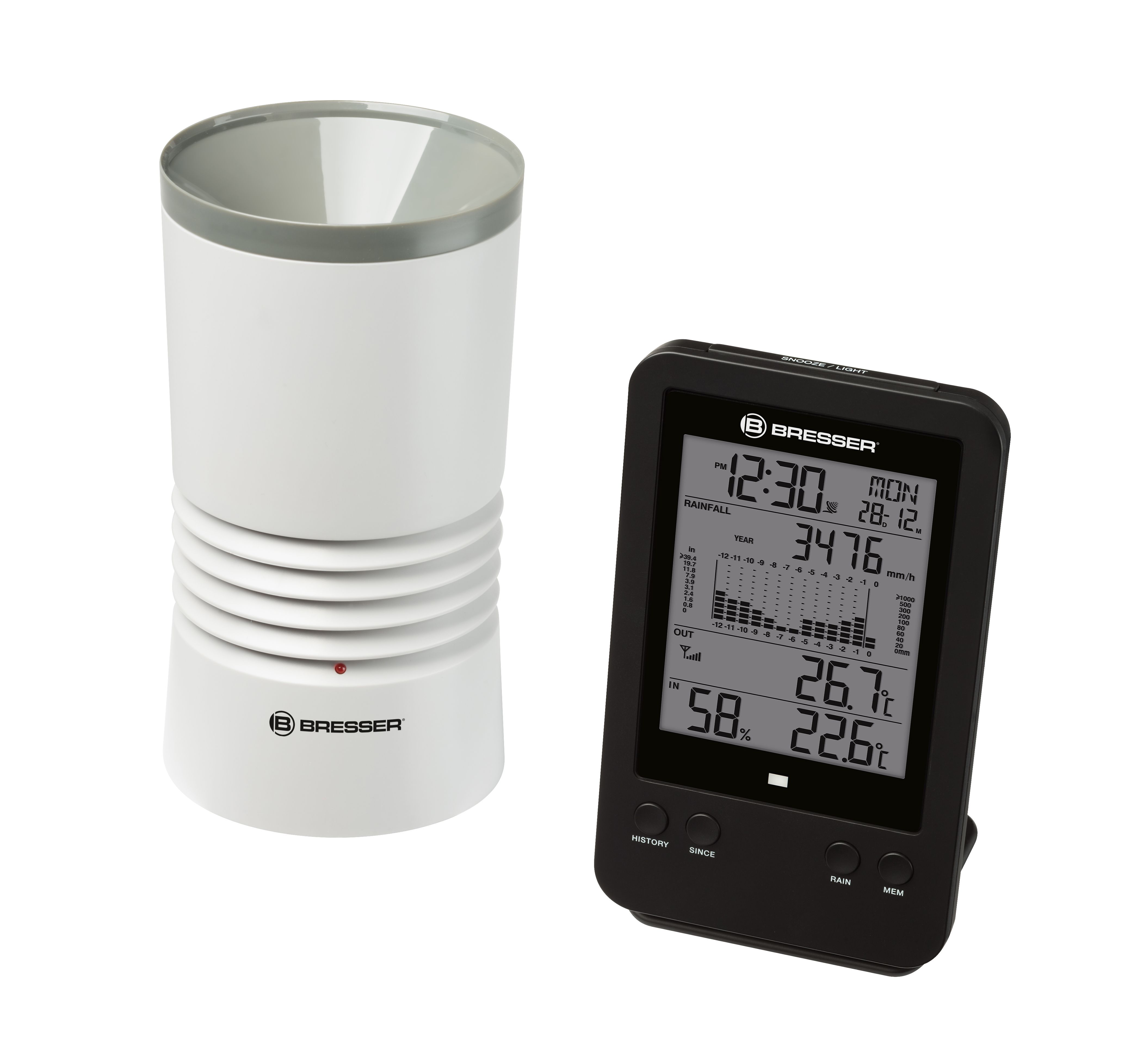 Bresser 7002530 Regenmeter - Zwart/Wit - Digitale Weergave - Batterijvoeding