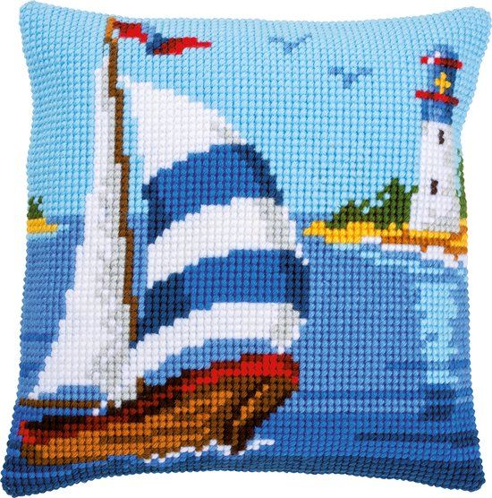 Vervaco Kruissteekkussen Kit Zeilboot
