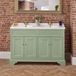 Hudson Reed Meuble de salle de bain – Vert pastel – 121 cm – Double vasque - Poignées rondes or brossé – Thornton