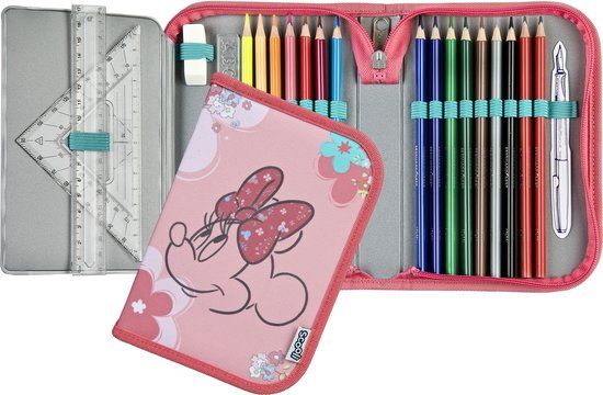 Minnie Mouse Gevulde Etui - 2 Vaks Pennenetui - 22 delig - Roze