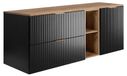 3xE living Armoire de salle de bain : Armoire avec tiroirs, noir / chêne teinté, largeur 140 cm