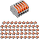 BES LED Lasklem - Verbindingsklem - 50 Stuks - 5 Polig met Klemmetjes - Grijs/Oranje