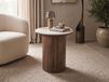 Evorya Table d'appoint en marbre blanc/bois 45 cm