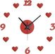 Merkloos Relaxdays 3D wandklok met hartjes en cijfers - Ø 50-100 cm - rood