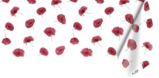 Raved Tafelzeil Klaprozen - 140x100 cm - Rood - PVC - Bloemen - Afwasbaar