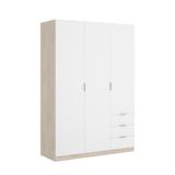 DEKIT GRUPO RIMOBEL Kledingkast met 3 deuren en 3 laden, grote capaciteit, natuur/wit, 121 x 184 x 52 cm