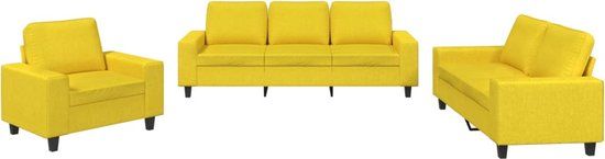vidaXL 3-delige Loungeset stof lichtgeel