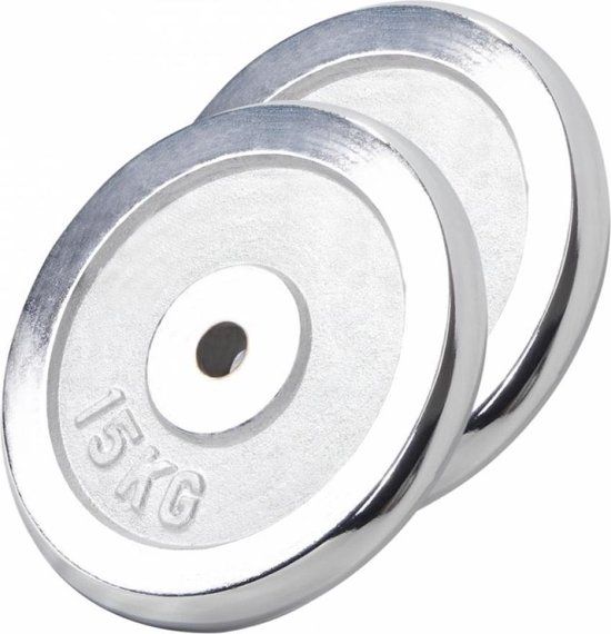 Gorilla Sports Halterschijven Set - Bundel - 30 kg (2 x 15 kg) - Chroom - 30 mm