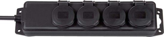 Brennenstuhl Stopcontactverdeler IP44 4-voudig zwart 2m H07RN-F 3G1,5