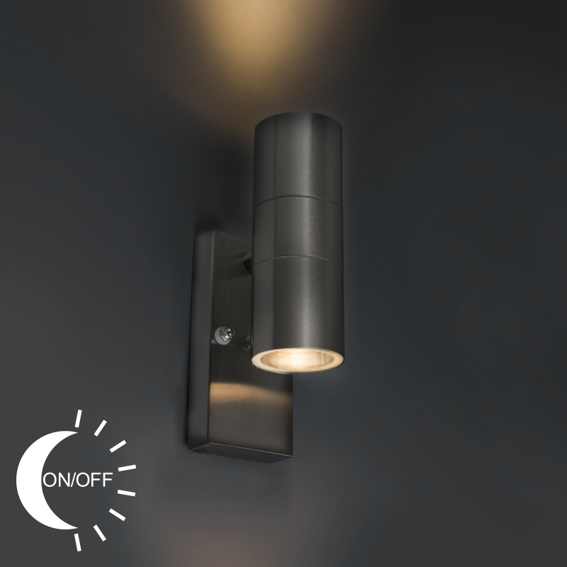 QAZQA WL Duo Buitenlamp met lichtdonker Sensor 2 lichts H 215 mm staal