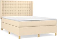 vidaXL Boxspring met matras stof crèmekleurig 140x190 cm