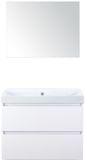 BES LED Maxx XL Badmeubelset 80 cm - Wit Hoogglans - Wastafel Just Zonder Kraangat met Spiegel