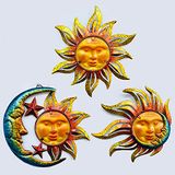 BVLFOOK Metalen wanddecoratie met zon, maan, ster, set van 3