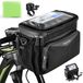 Sacoche de guidon de vélo - Avec support de téléphone - 5,5 litres - Étanche - Noir - Pour vélo électrique et vélo