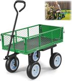 Vevor Handkar met Een Draagvermogen van 226,8 Kg, Tuinkar met Zitje en Pu-Wielen, Transportkar met Gereedschapsbak en Verstelbare Handgreep, Gereedschapskar voor Gazon, Terras, Tuin en Groenvoorzieningen
