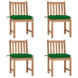 vidaXL Tuinstoelen 6 st met kussens massief teakhout Groen
