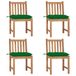 vidaXL Tuinstoelen 6 st met kussens massief teakhout Groen